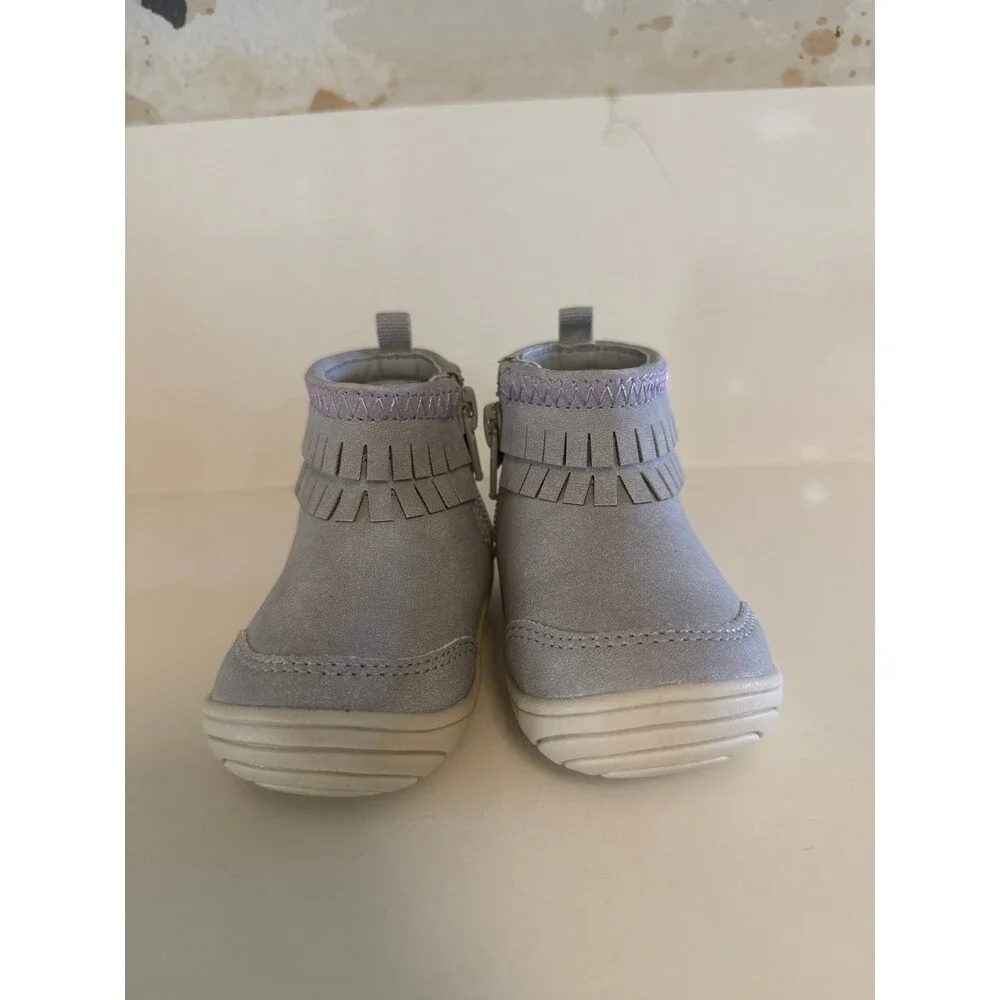 STRIDE RITE 360 BIANCA baby Girls Gray/periwinkle Fringe Boots